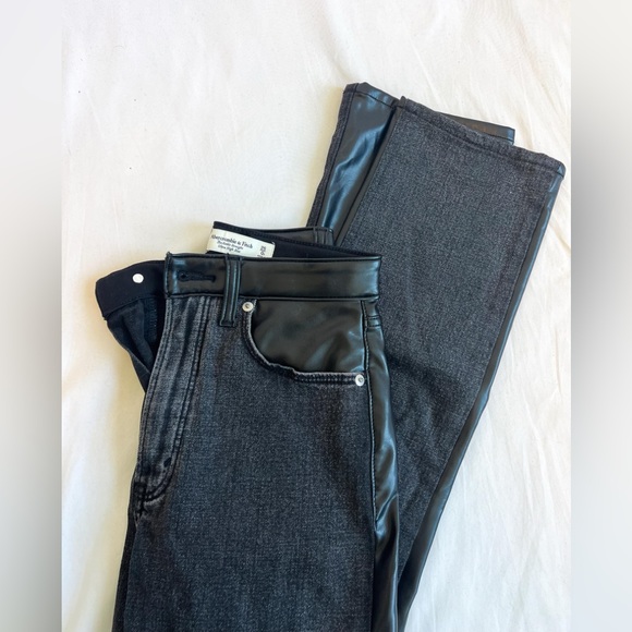 Abercrombie Mixed Leather Straight Pants - Picture 2 of 7